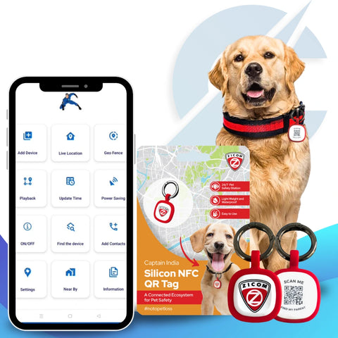 Captain India Pet Smart QR Tag (Silicon) with Lifetime Free Subscription: Passive Tracking for Cats, Dogs & Other animals