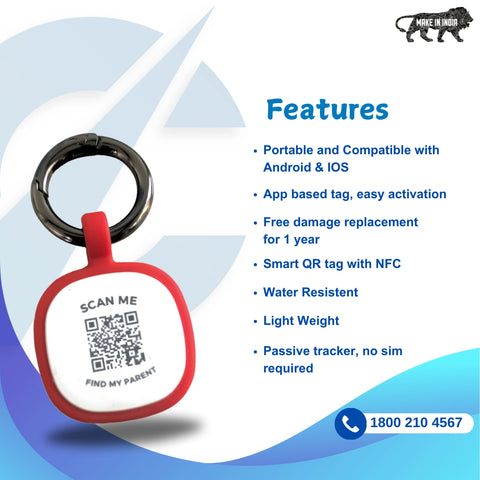 Captain India Pet Smart QR Tag (Silicon) with Lifetime Free Subscription: Passive Tracking for Cats, Dogs & Other animals