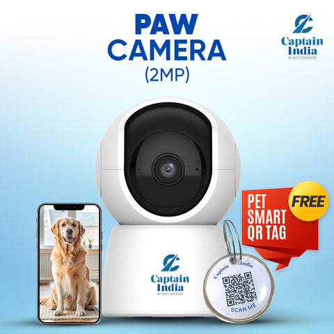 Captain India's Paw Camera – 2MP HD Pet Monitor with 2-Way Audio & Night Vision | Free QR Tag, Vet Consult & 24/7 Safety Station | From the Leaders in Safety