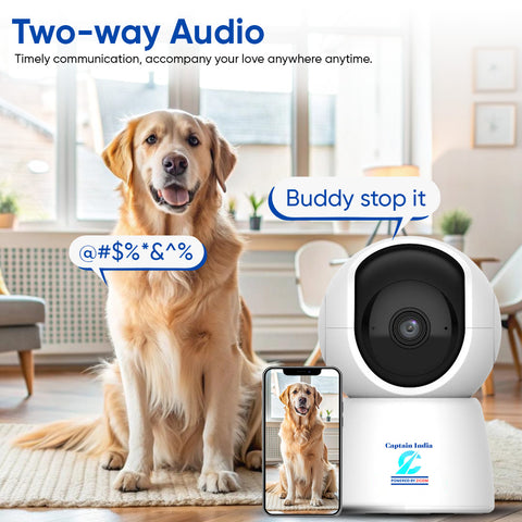 Captain India Smart Paw Camera – 2MP HD Pet Monitor with 2-Way Audio & Night Vision | Free QR Tag, Vet Consult & 24/7 Safety Station | Powered by Zicom