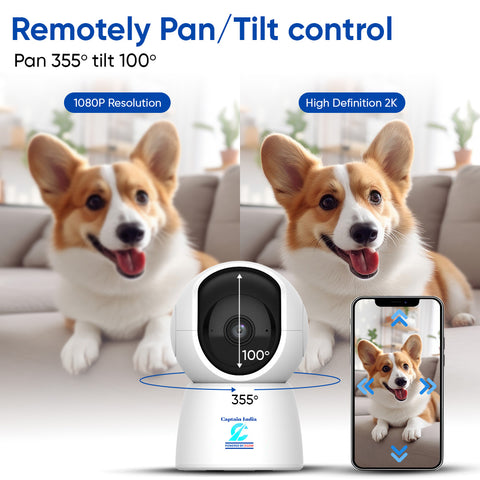 Captain India Smart Paw Camera – 2MP HD Pet Monitor with 2-Way Audio & Night Vision | Free QR Tag, Vet Consult & 24/7 Safety Station | Powered by Zicom