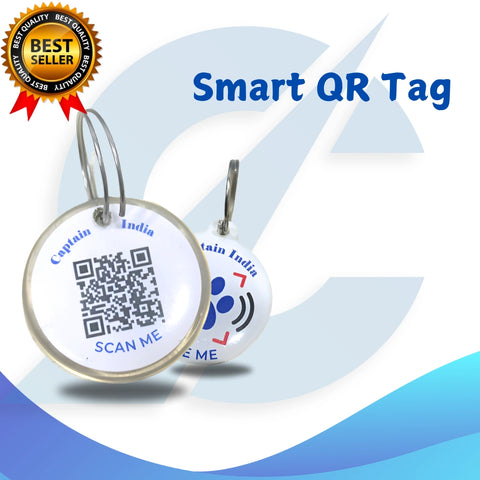 Captain India Smart QR Tag (PVC) - Passive Tracking for Cats, Dogs & Other animals with Lifetime Free Subscription