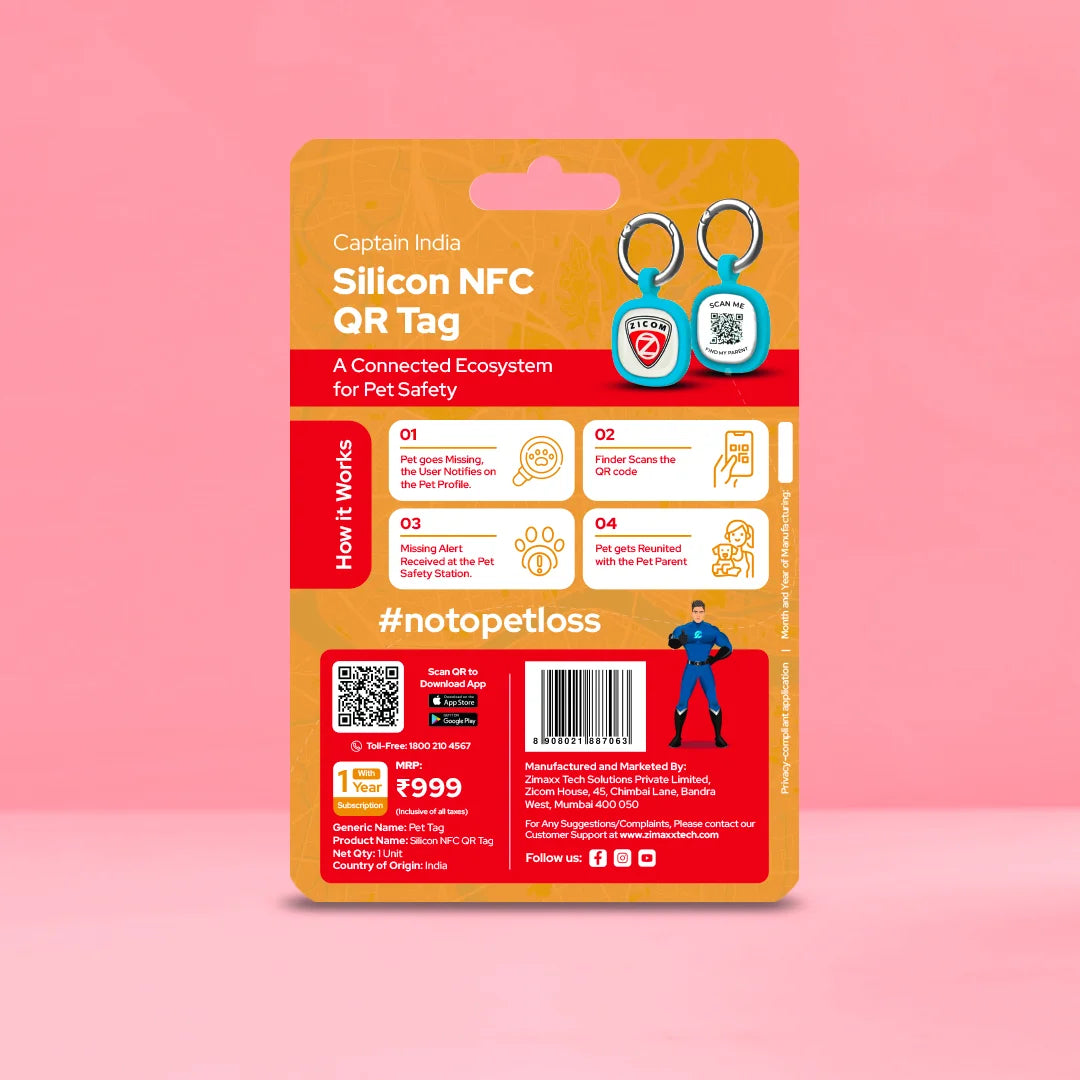 Silicon NFC QR tag pet safety