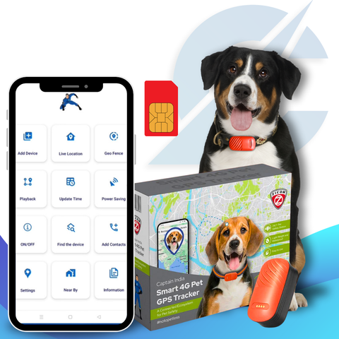 Captain India Smart 4G GPS Tracker: for Dogs, Cats & Other animals | with 24/7 Pet Safety Station | 1 Year Sim Subscription Included| Long Battery Life | Free Pet Smart QR Tag | From the Leaders in Safety