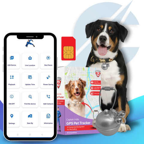 Captain India Smart Bell GPS Tracker: for Dogs, Cats & Other animals | with 24/7 Pet Safety Station | 1 Year Sim Subscription Included | Long Battery Life | Free Pet Smart QR Tag | From the Leaders in Safety