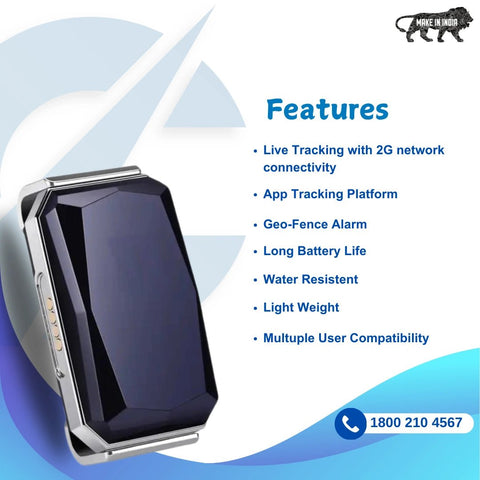 Captain India Blue Collar Lifestyle GPS Tracker | with 24/7 Pet Safety Station | 1 Year Sim Subscription Included | Long Battery Life | Free Pet Smart QR Tag - Captain India