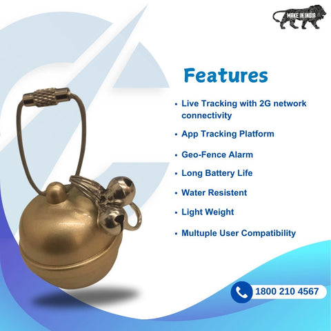 Captain India Smart Bell Lifestyle GPS Tracker | with 24/7 Pet Safety Station | 1 Year Sim Subscription Included | Long Battery Life | Free Pet Smart QR Tag - Captain India