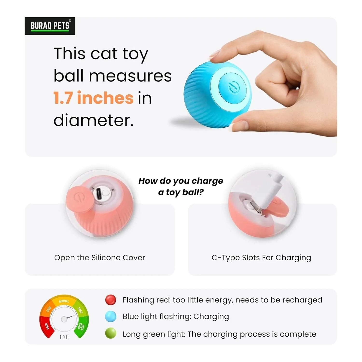 Smart Gravity 360° Self Roller Ball Cat Toy - Captain India