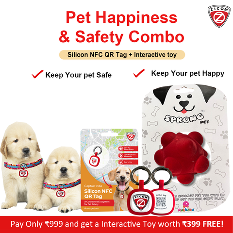 Captain India Silicon NFC QR Tag - Secure Your pet with Our Silicon NFC QR Tag Pet | 24/7 Safety pet Tracker for Dogs and Cats With FREE Interactive Toy